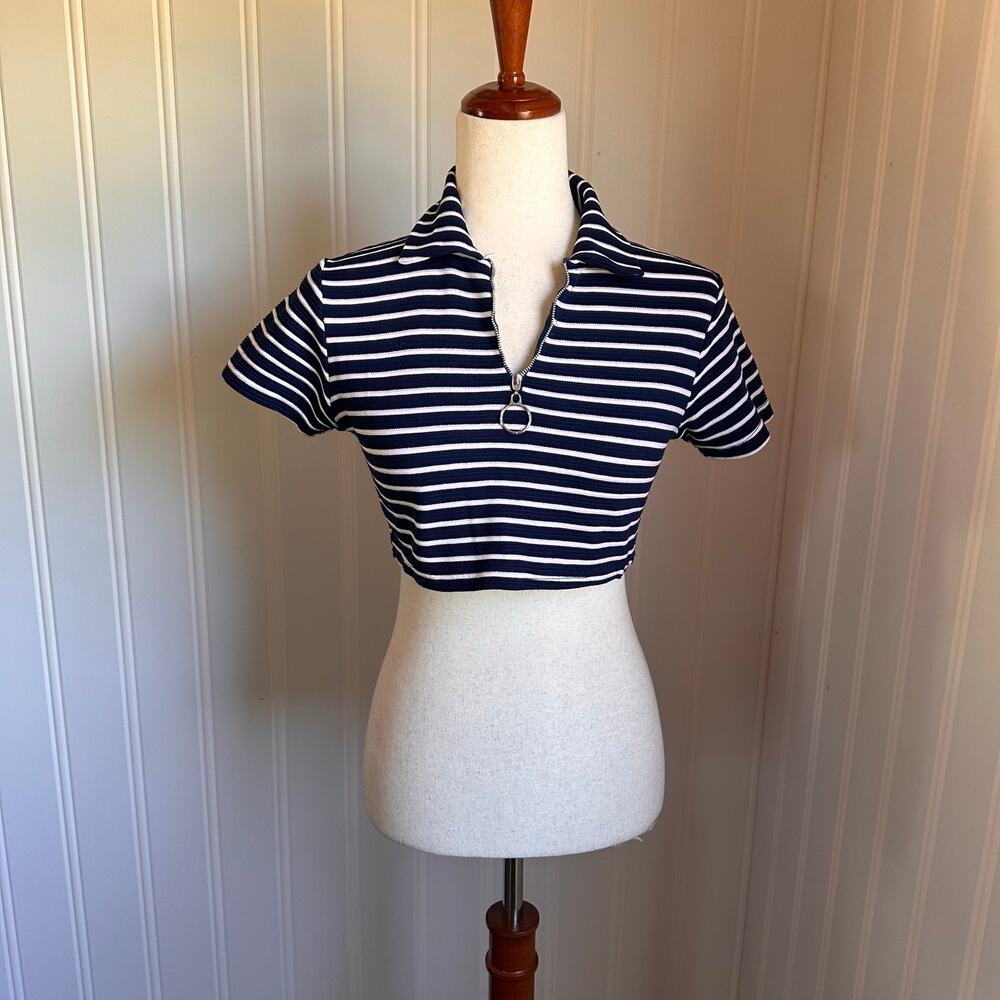 Vintage 90s Striped Crop Top M